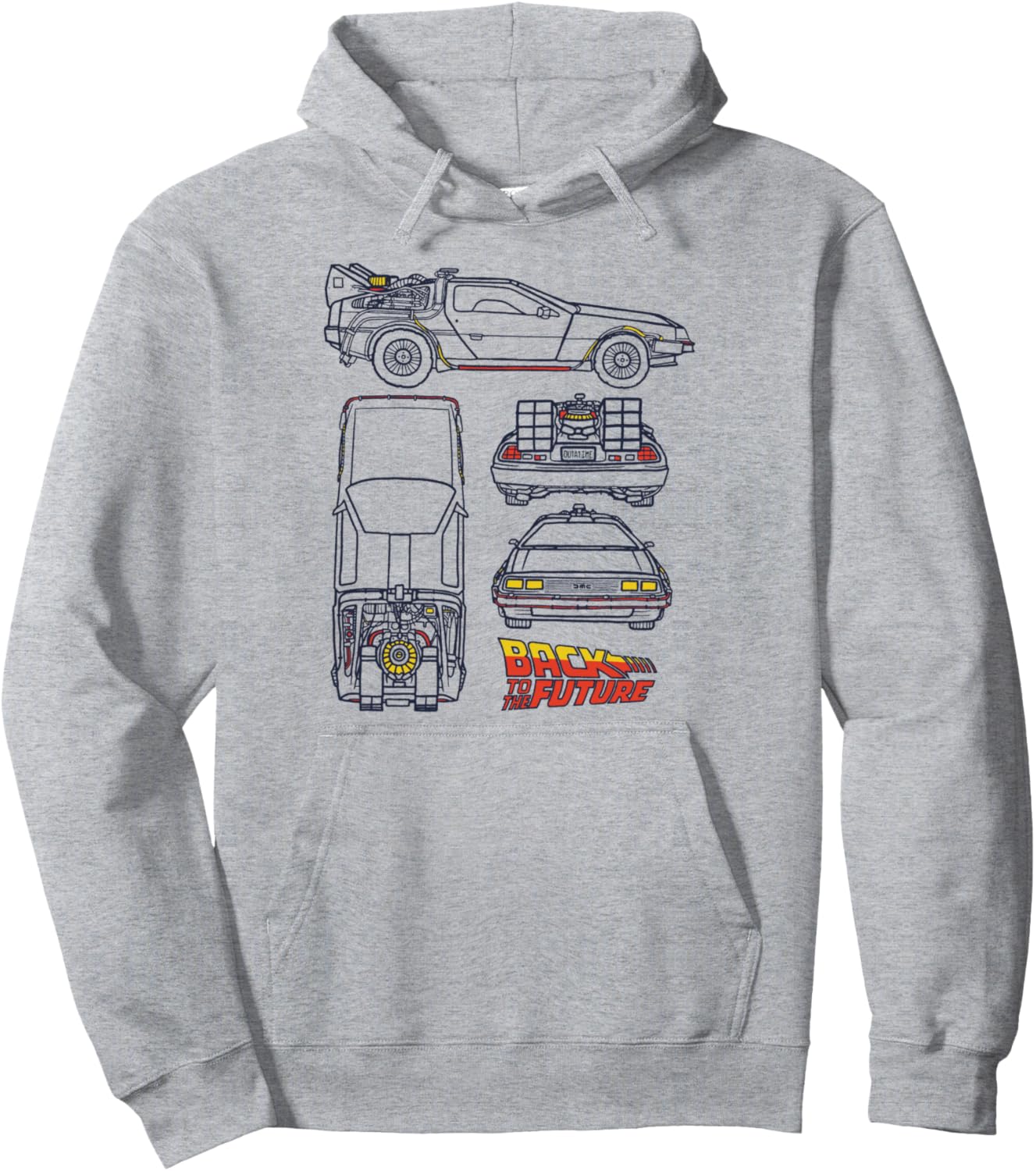 

Худи с логотипом автомобиля Delorean из фильма «Назад в будущее» Back To The Future, серый