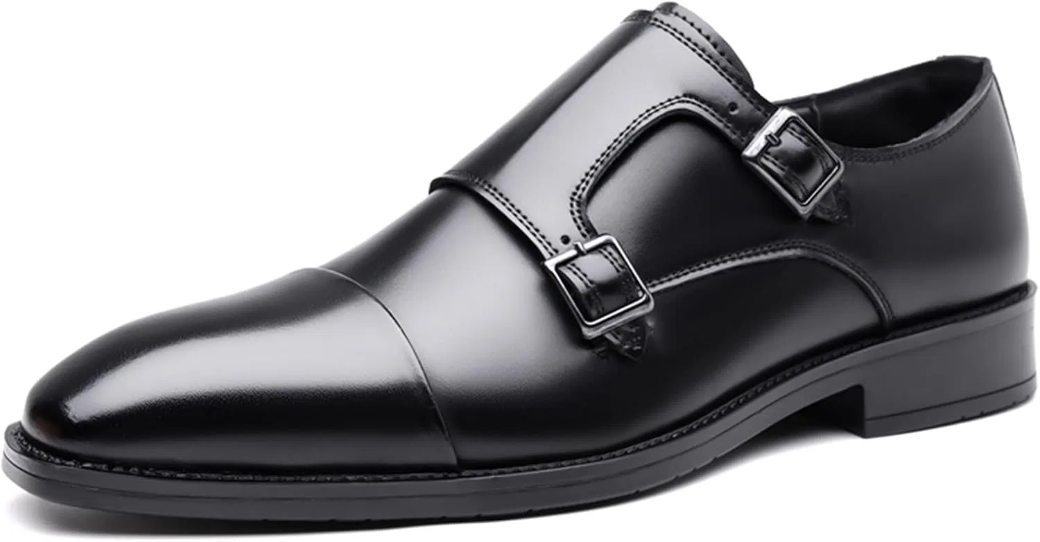 Лоферы мужские с пряжками, без бренда, модель Double Monk Strap, черный Abborora