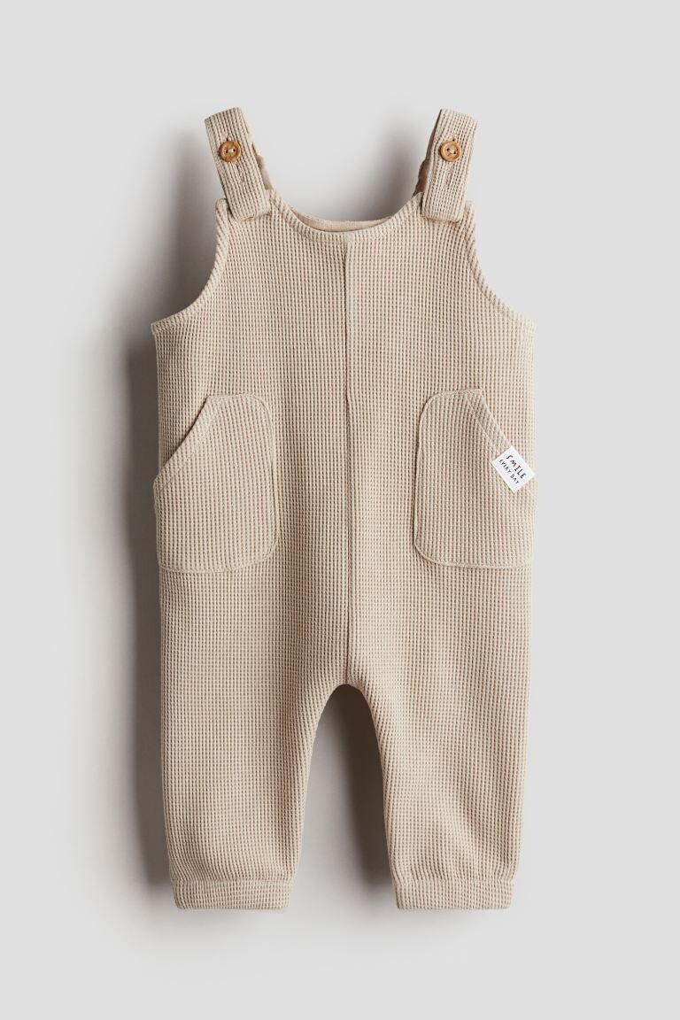 

Хлопковые комбинезоны с вафельной структурой H&M, бежевый