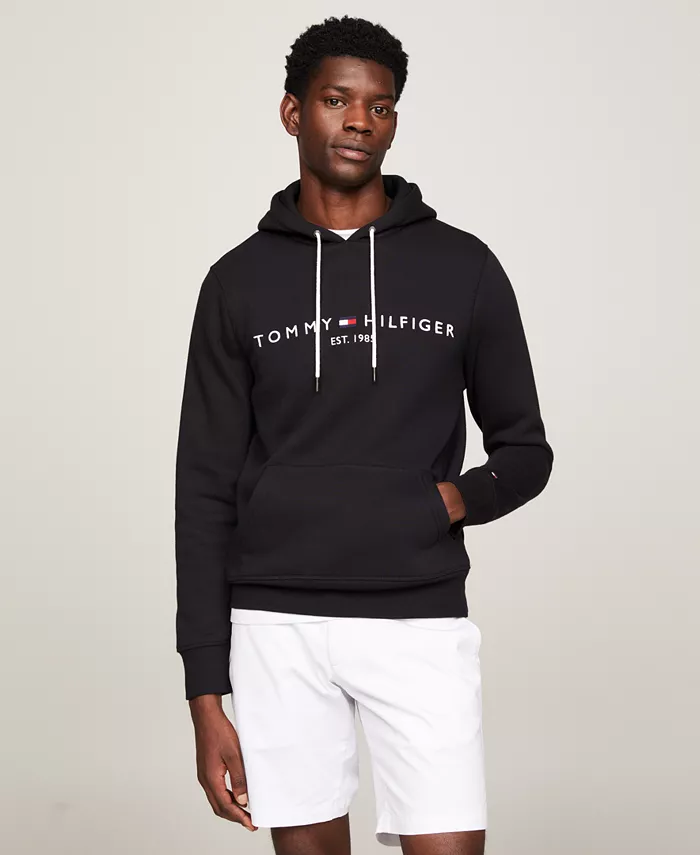 

Мужская худи с вышитым логотипом Tommy Hilfiger, черный