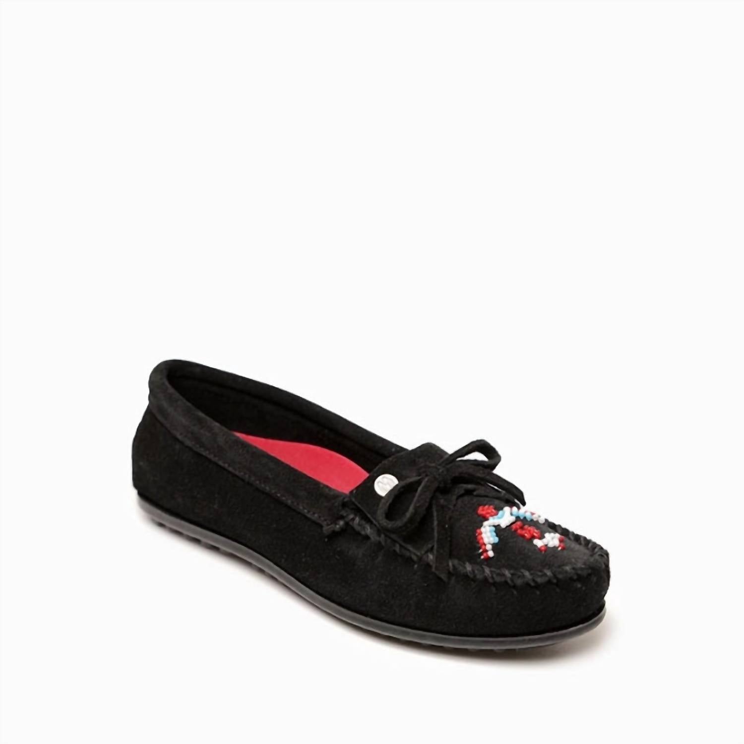 Женские мокасины Thunderbird Animikii с жесткой подошвой черные Minnetonka