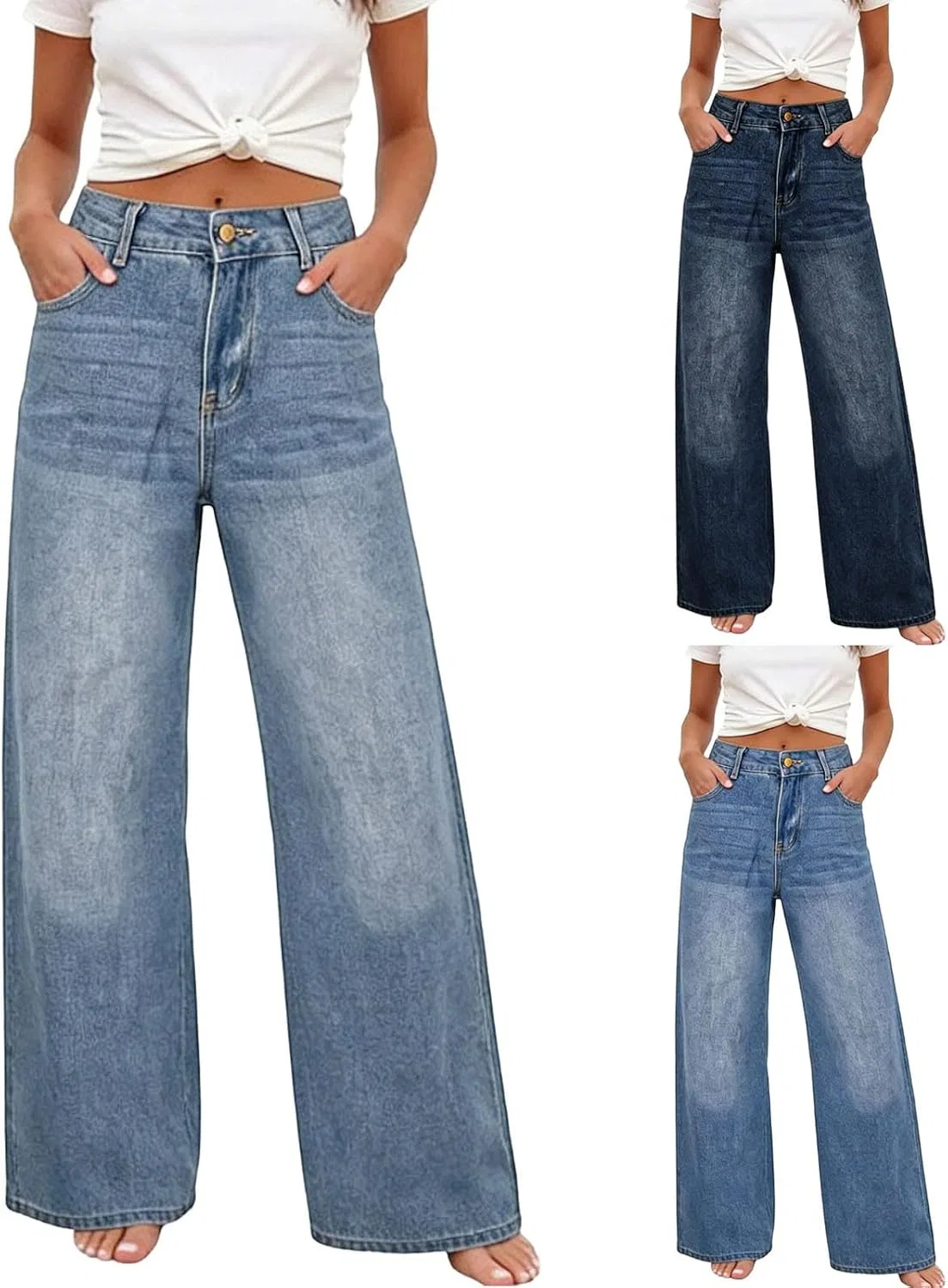 Джинсы свободные Women Wide Leg, синий