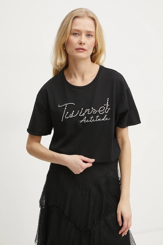 

Хлопковая футболка Twinset, черный