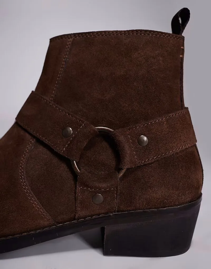 Кубинские сапоги ASOS DESIGN из коричневой замши — фото 4