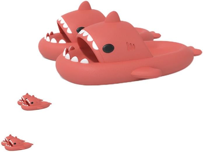 

Шлепанцы с акулами для женщин и мужчин, оригинальные шлепанцы Shark Slides, пляжные и для ванной, шлепанцы с акулой Generic, красный