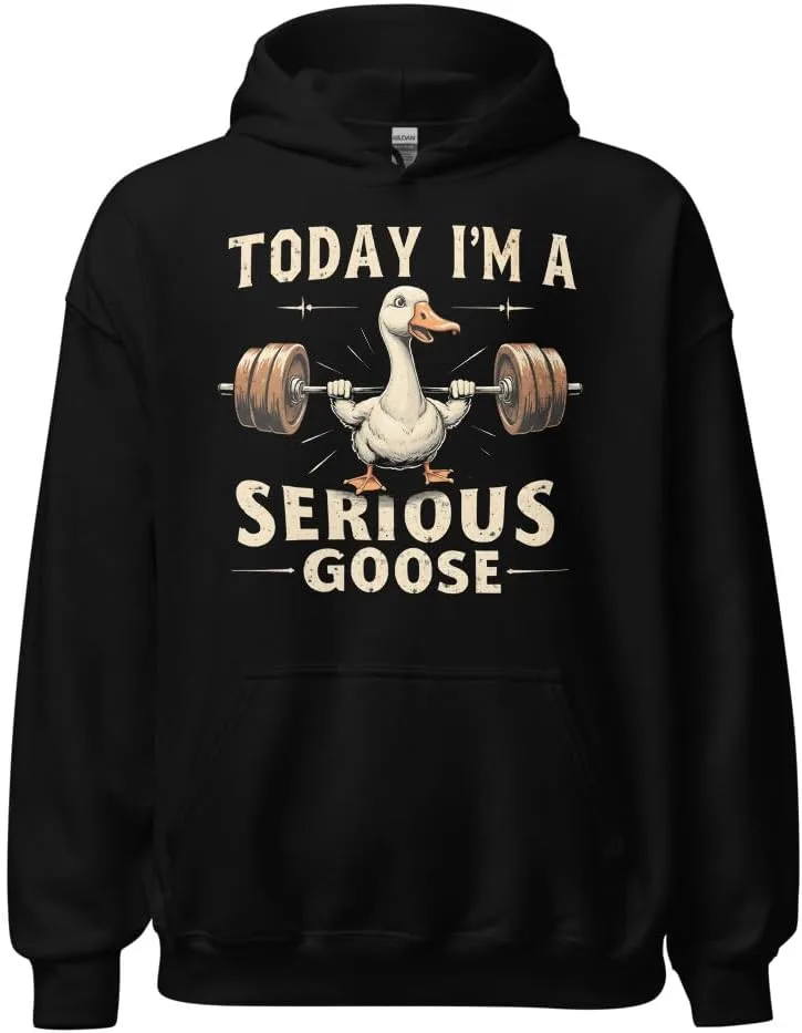 Толстовка Funny Weightlifting Gym Fitness Unisex, Today I'm a Serious Goose Generic, черный