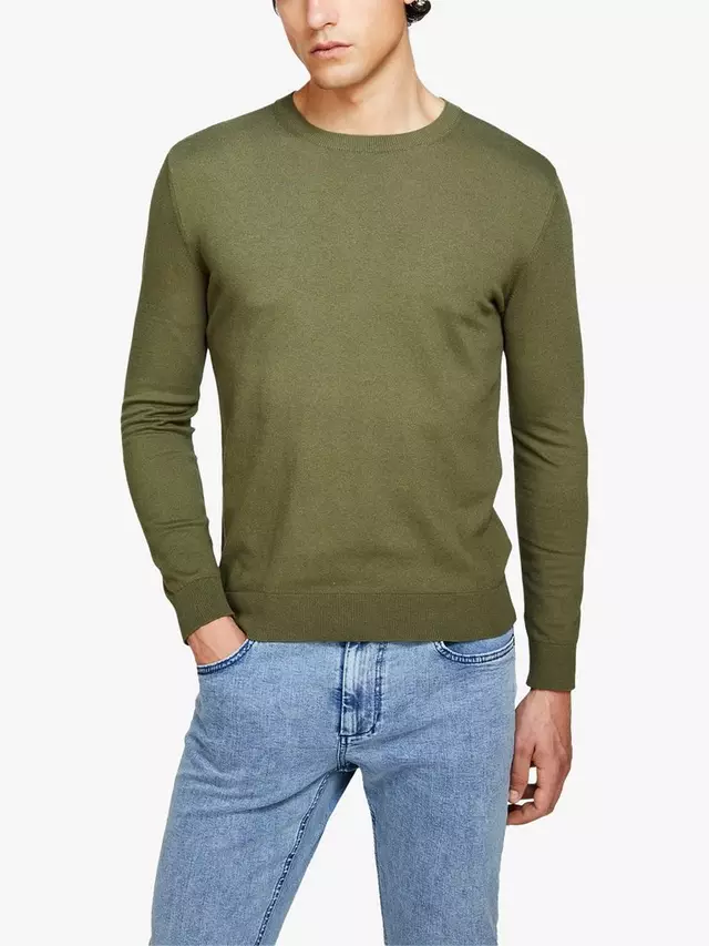 

Джемпер SISLEY Slim Fit Crew Neck Cotton Blend, зеленый