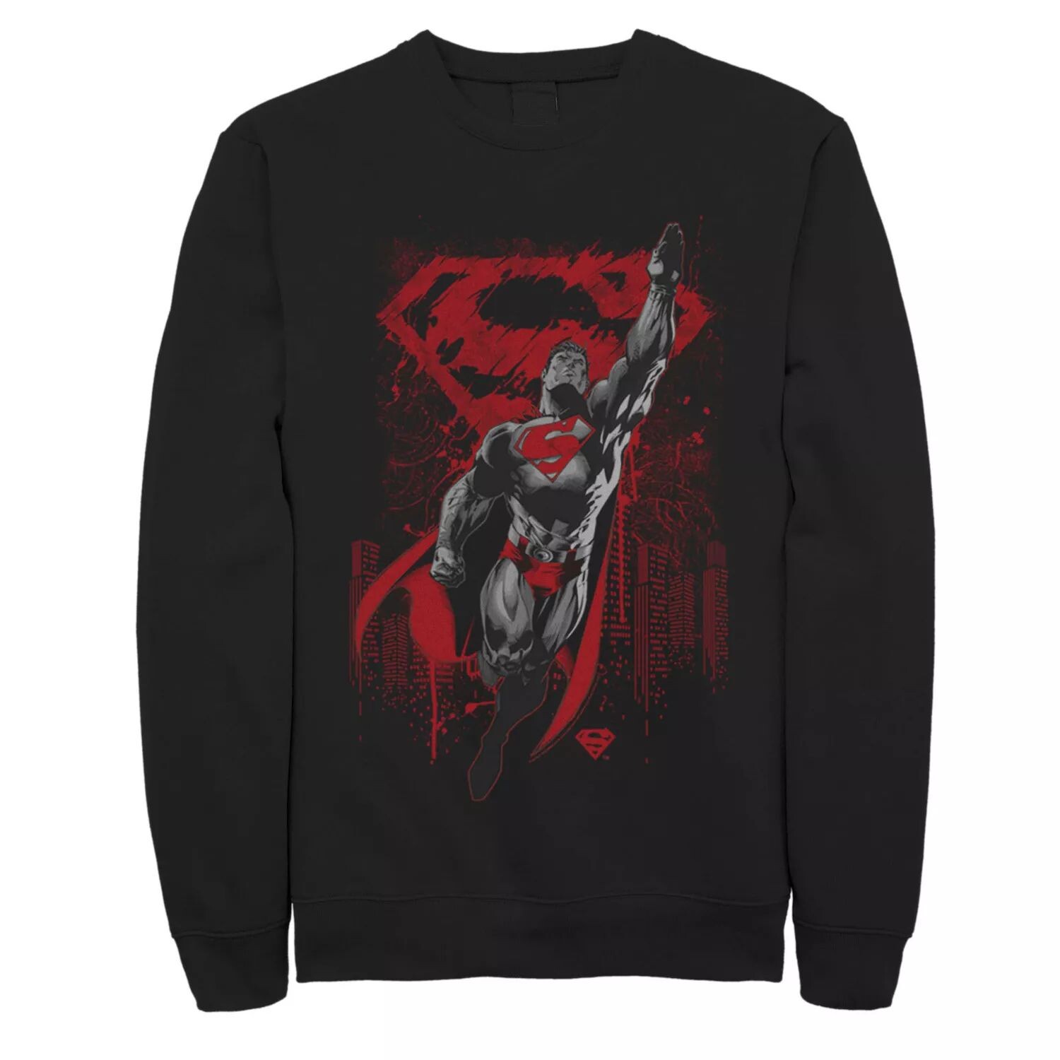 

Мужской свитшот с плакатом Superman Fly Up, Black DC Comics, черный
