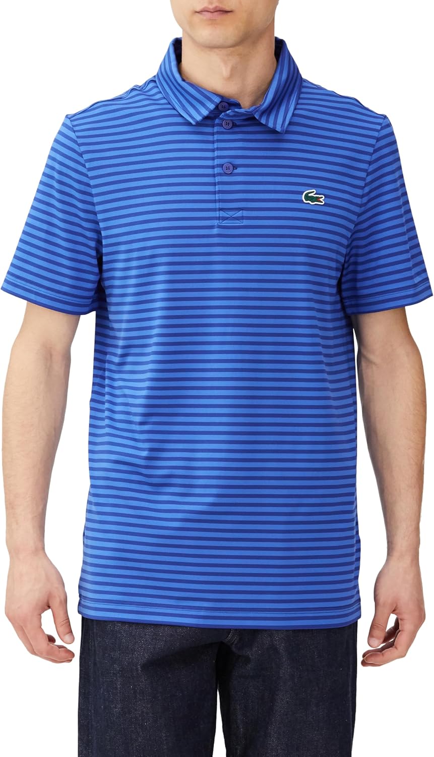 

Мужская повседневная полосатая рубашка-поло Lacoste Ultra Dri-Bi-Color, синий