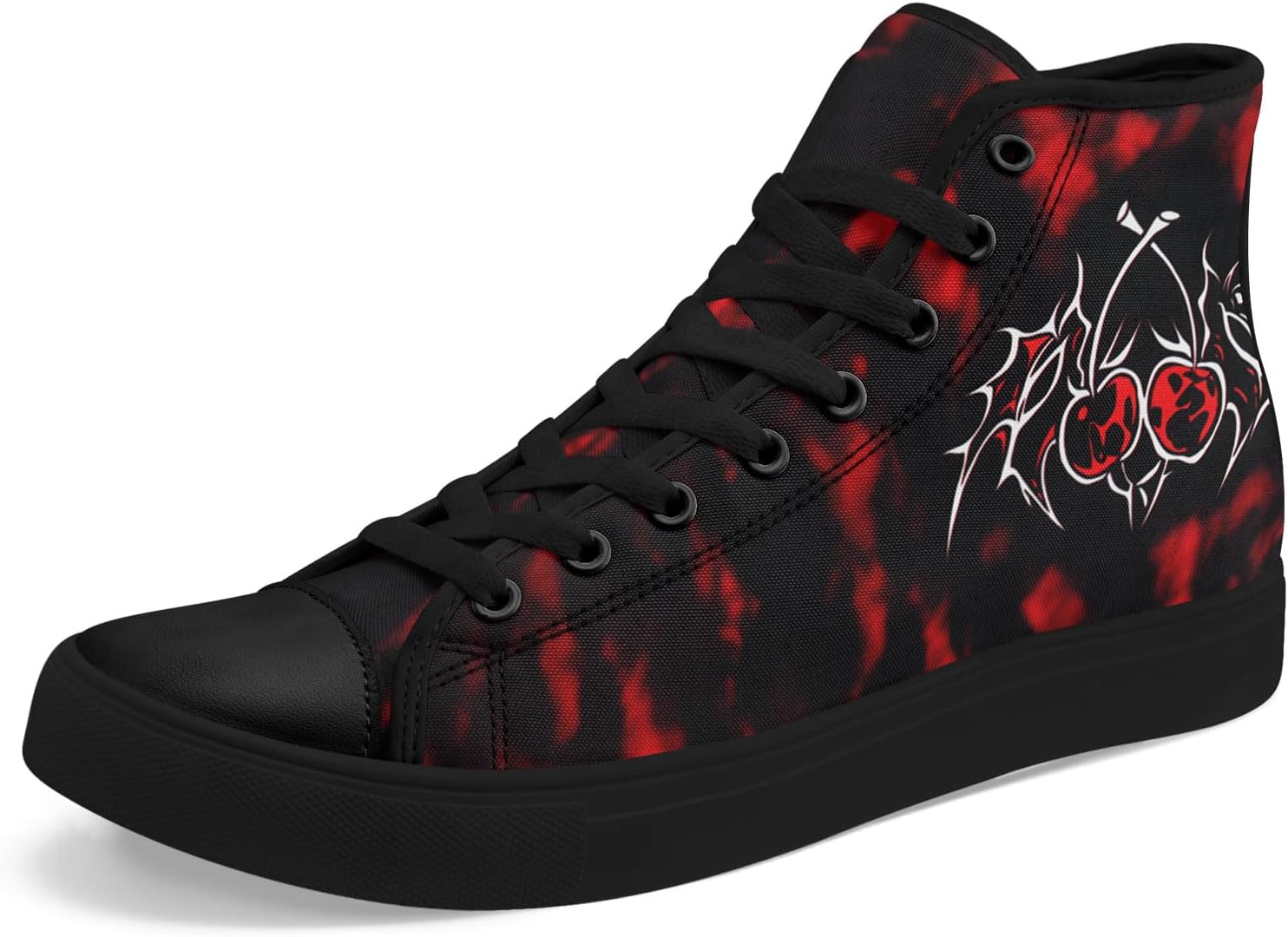 

Мужские высокие кеды AWSOLE из холщовой ткани, стильные готические с черепом, повседневные кроссовки унисекс, дышащие и легкие, белый/черный/красный