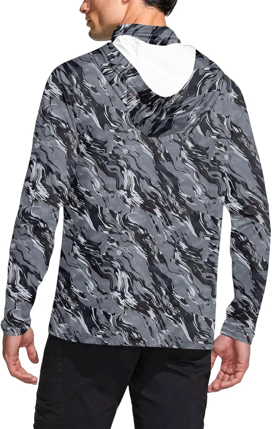 Мужской активный худи с защитой UPF 50+, бренд Generic, цвет 01-dark Gray — фото 4