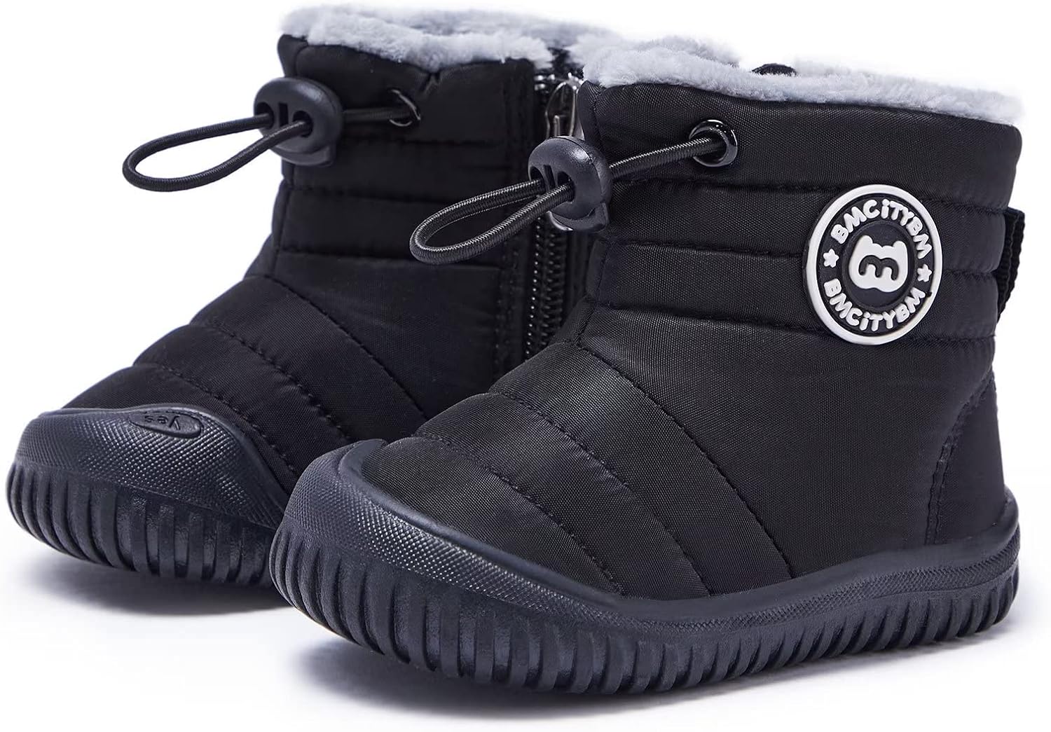 

Детские зимние ботинки BMCiTYBM для малышей, обувь для детей мальчиков и девочек с искусственным мехом для холодной погоды, Dark Black