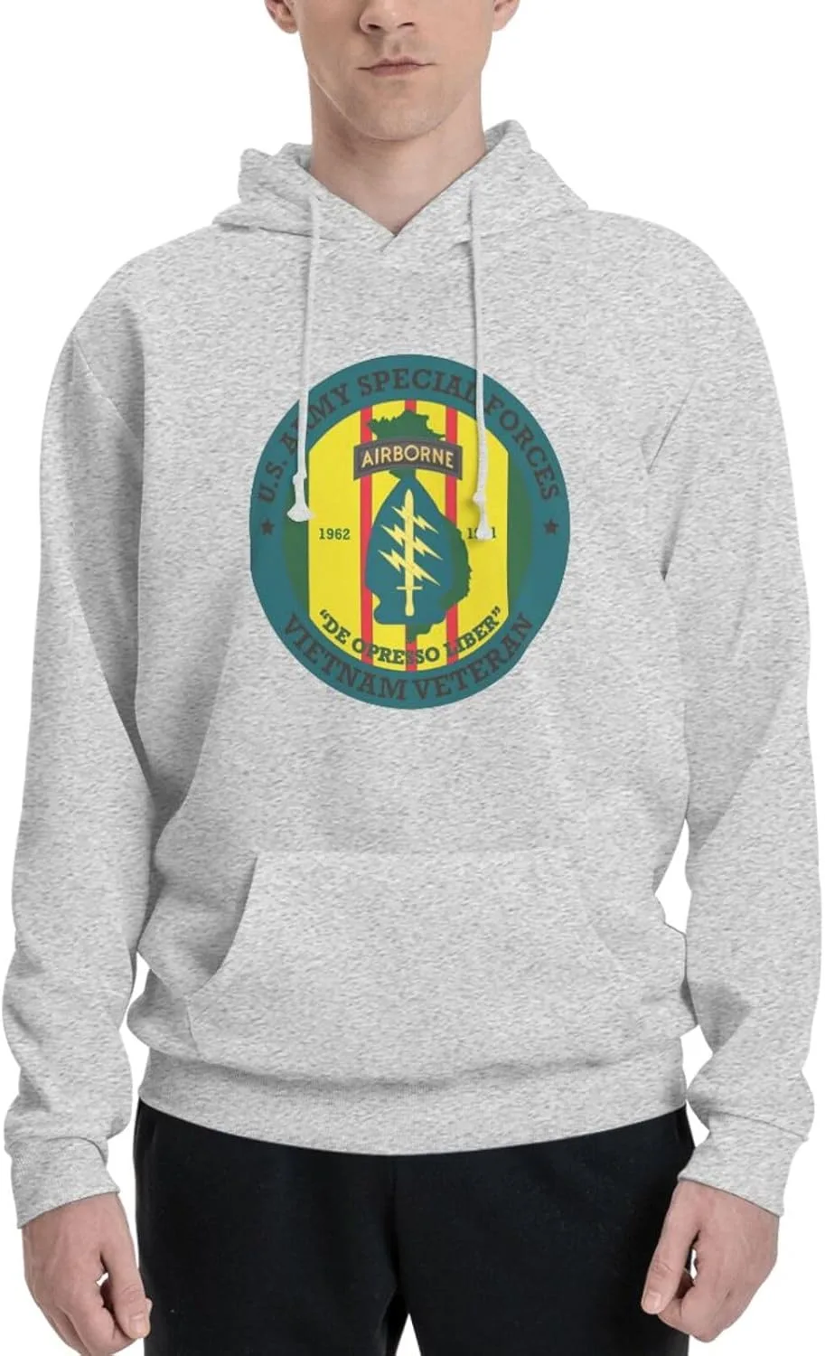 Generic Толстовка с капюшоном Army Special Forces Vietnam Veteran мужская, черная, с карманом