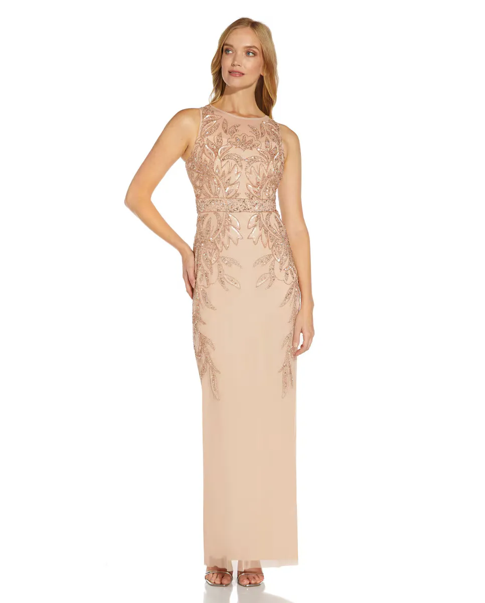 

Длинное платье с цветочным принтом и пайетками Adrianna Papell, розовый