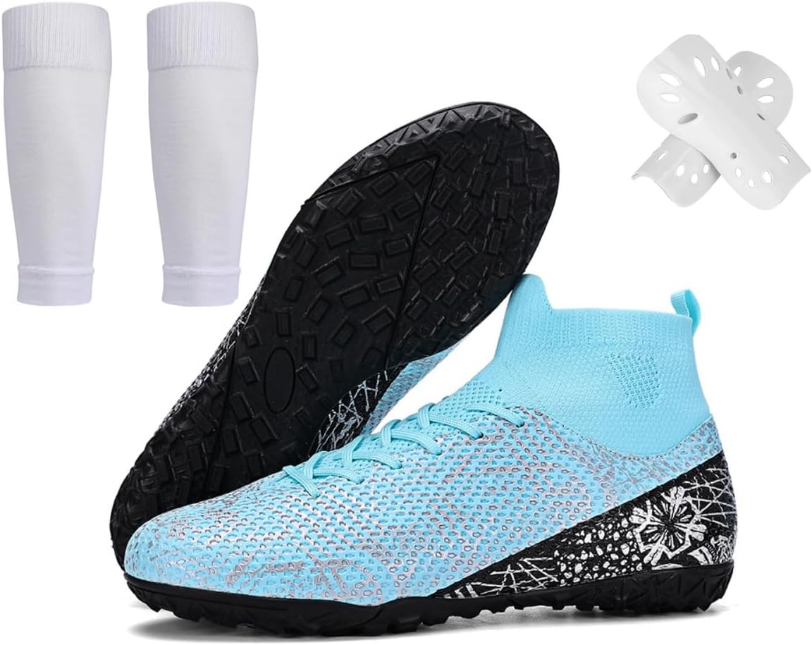 

Футбольные бутсы для мужчин, высокие, для игры на искусственном газоне и с шипами AG, кроссовки для тренировки, унисекс, для женщин, подростков, мальчиков и девочек, с комплектом носков и щитков Spedify, Tf Moonlight