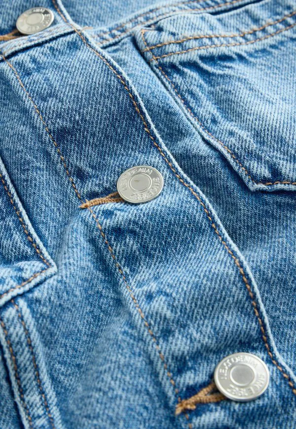 Блузка с короткими рукавами и пуговицами, облегающего кроя. Next, Mid Blue Denim — фото 3