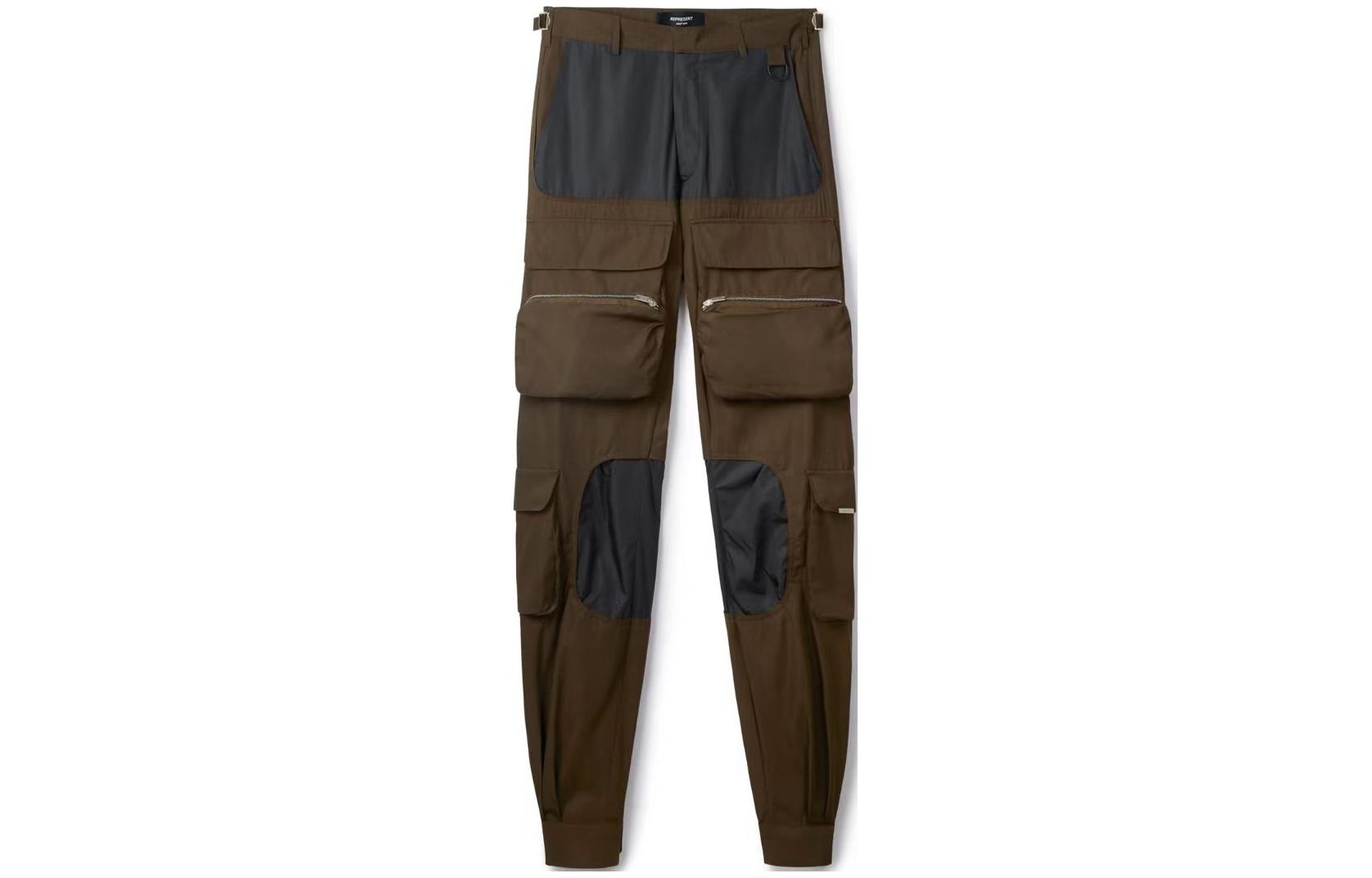 

Карго штаны унисекс черно-коричневые REPRESENT