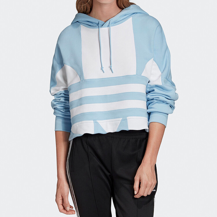Свитшот женский пудрово-голубой/белый Adidas Originals, белый — фото 3