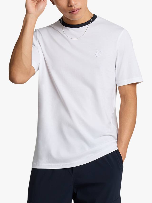 

Хлопковая футболка Regular Fit с коротким рукавом и контрастным воротником Superfine Lyle & Scott