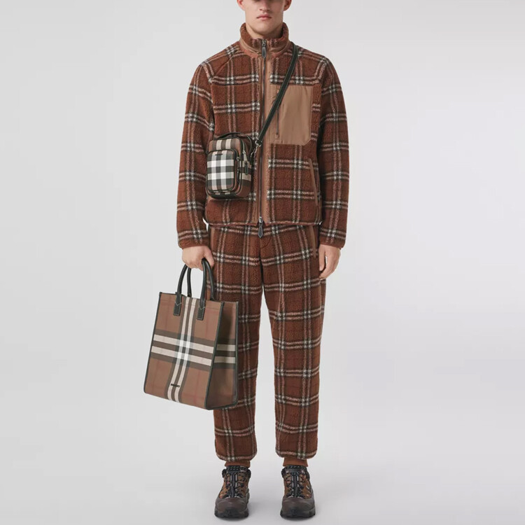 Брюки мужские Burberry в клетку, темно-коричневый — фото 3