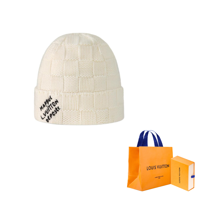 

LOUIS VUITTON Мужская шапка-бини из овечьей шерсти молочного цвета, Milk White