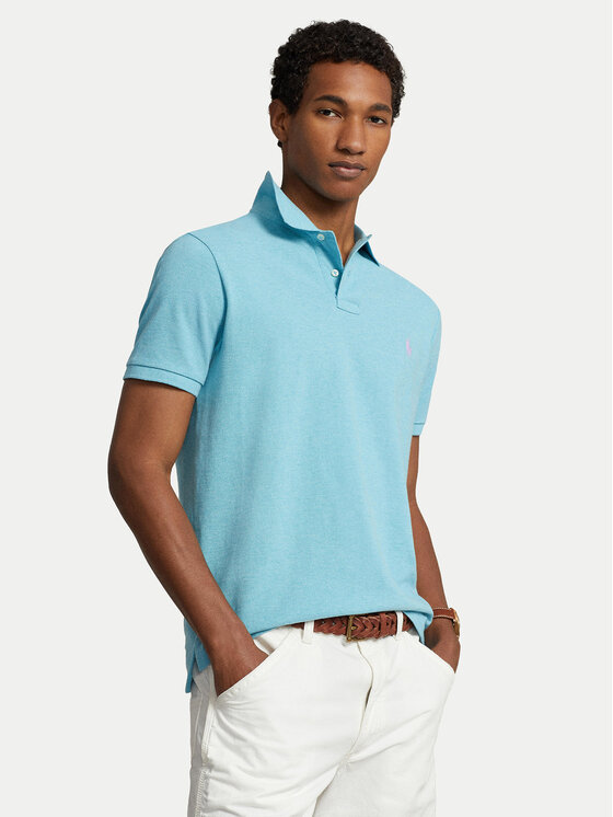 

Рубашка поло облегающего кроя 710536856414 Polo Ralph Lauren, голубой