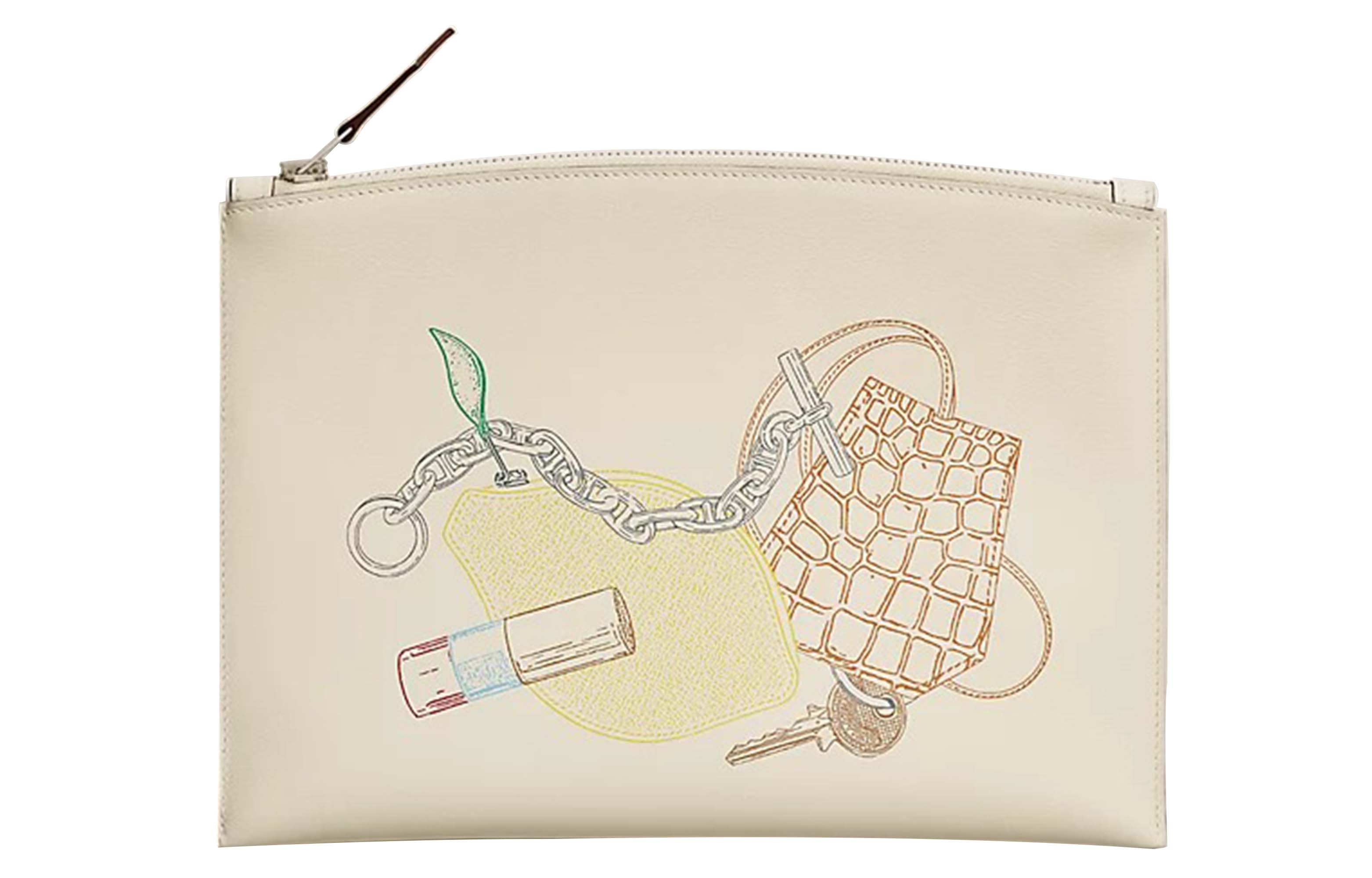 

Bazar Vide Ton Sac Клатч из телячьей кожи Женский Кремово-белый HERMES