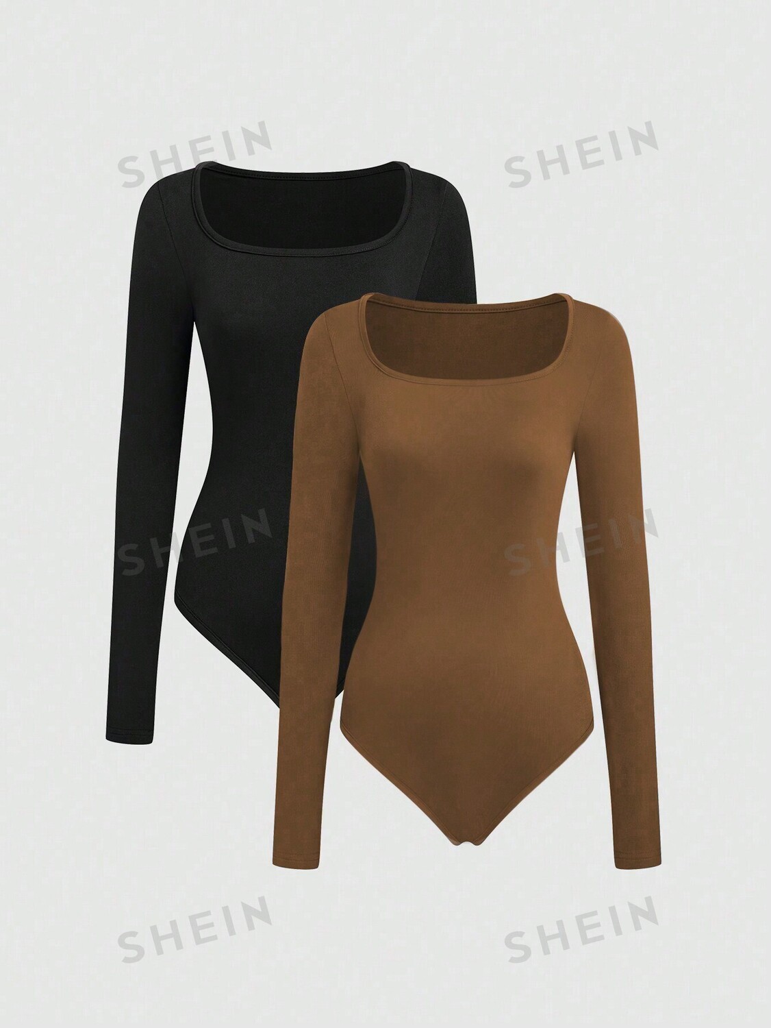 

Боди женское Shein Mod с длинными рукавами, кофейный