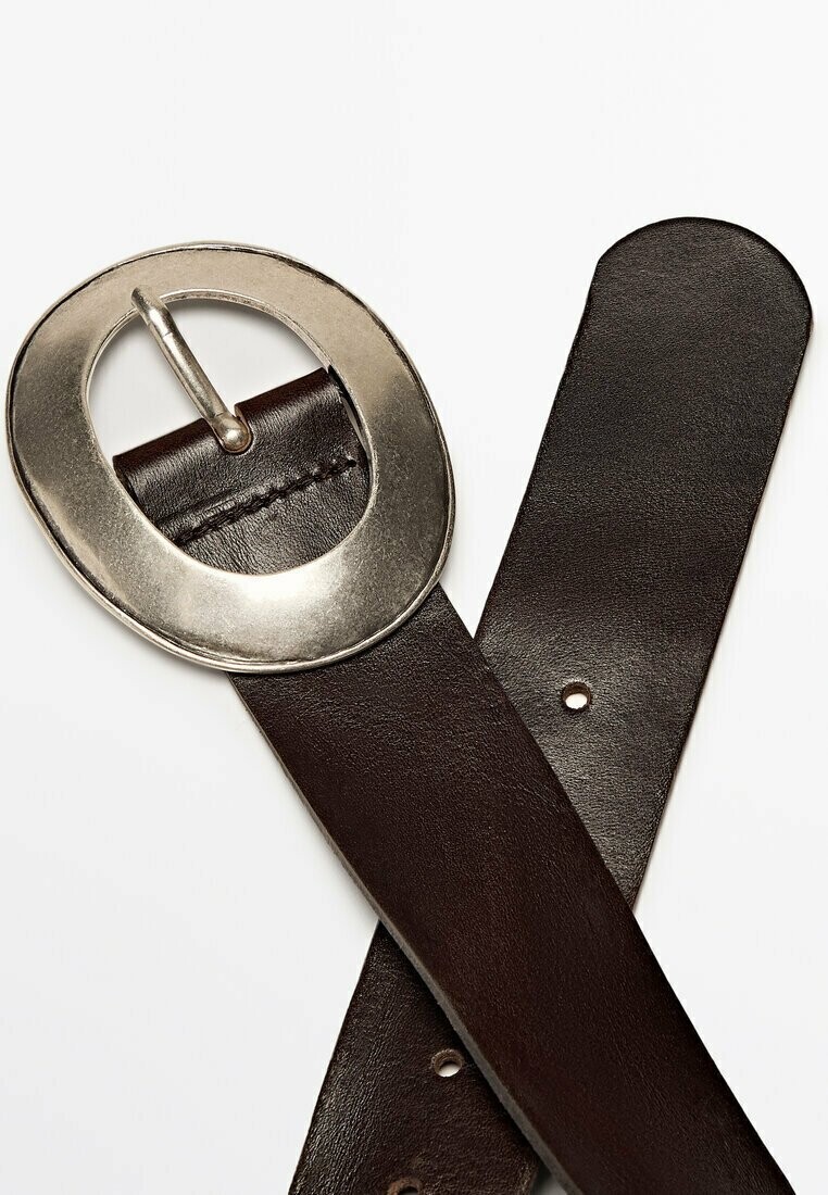 

Пояс WITH OVAL BUCKLE Massimo Dutti, темно-коричневый
