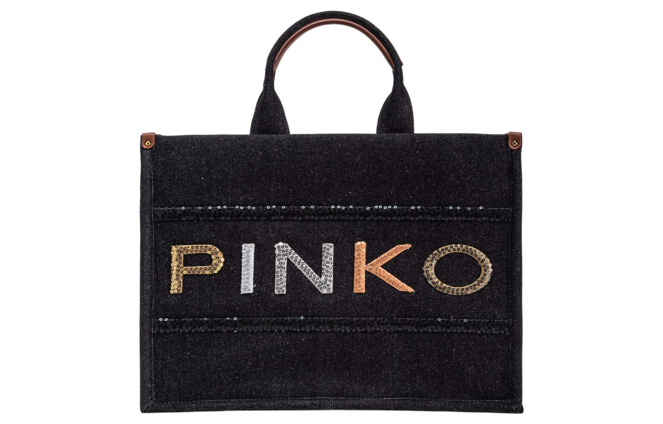 

PINKO Хлопковая сумка-шопер большая женская черная