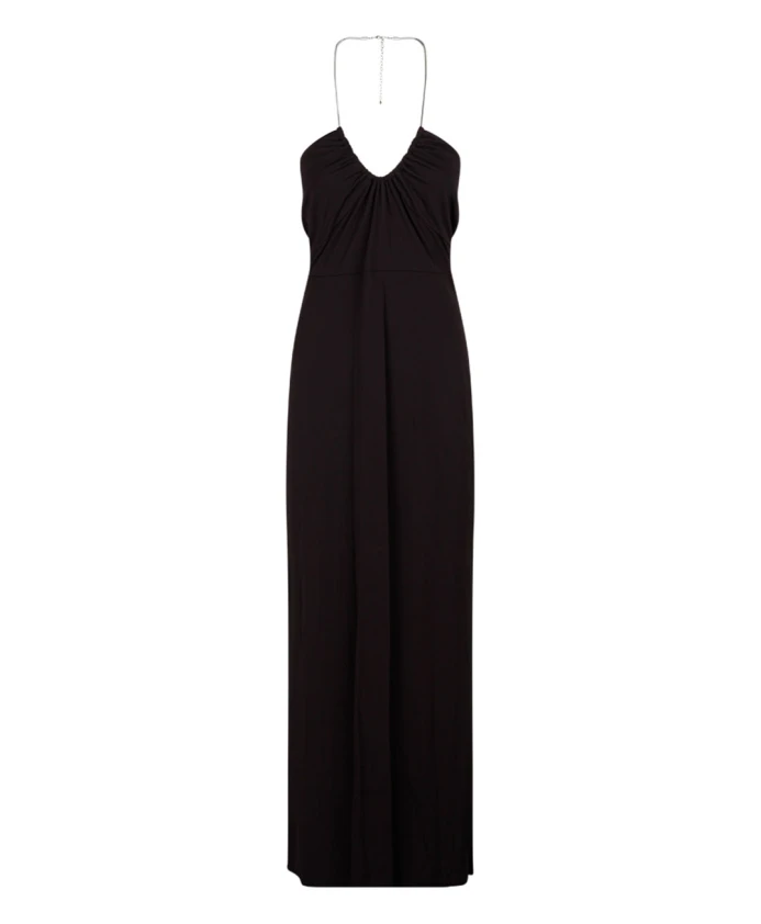 

Черное платье с присборенным воротником-халтером Michael Kors, черный