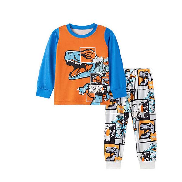 

Детский пижамный комплект T-Rex с длинным рукавом, дизайн с мультяшным динозавром Mykids-Usa