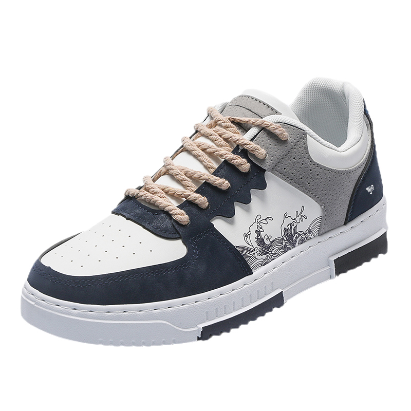 

NANJIREN Амортизирующие износостойкие легкие дышащие нескользящие низкие скейтерские кроссовки мужские синие, цвет Blue