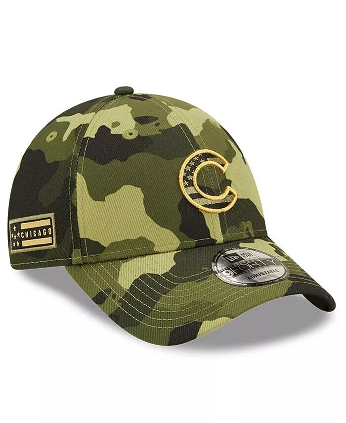 

Мужская камуфляжная регулируемая кепка Chicago Cubs 2022 Armed Forces Day 9FORTY Snapback New Era, зеленый