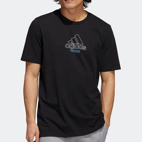 Футболка Men's adidas Alphabet Logo Printing Casual Sports Short Sleeve Black T-Shirt, черный — фото 2