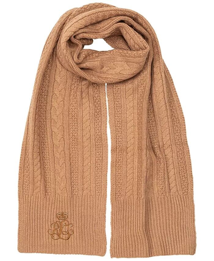 

Шарф-косы с прямой вышивкой и камнями Lauren Ralph Lauren, коричневый