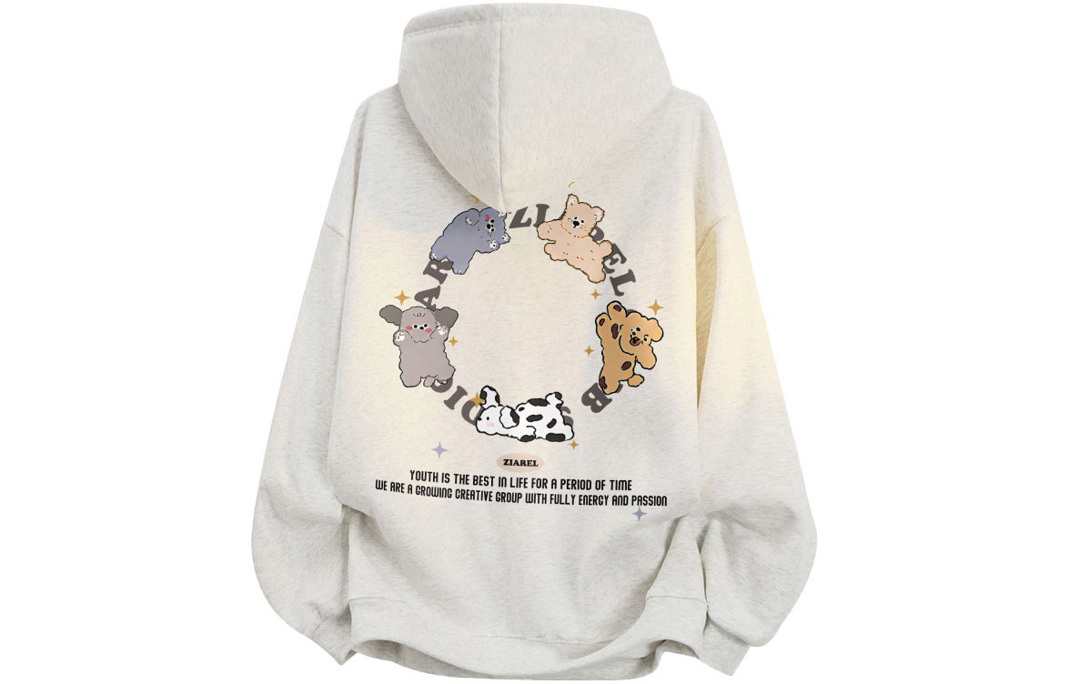 

Толстовка Unisex Hooded Moderate Heavyweight ZIAREL, белый heather серый