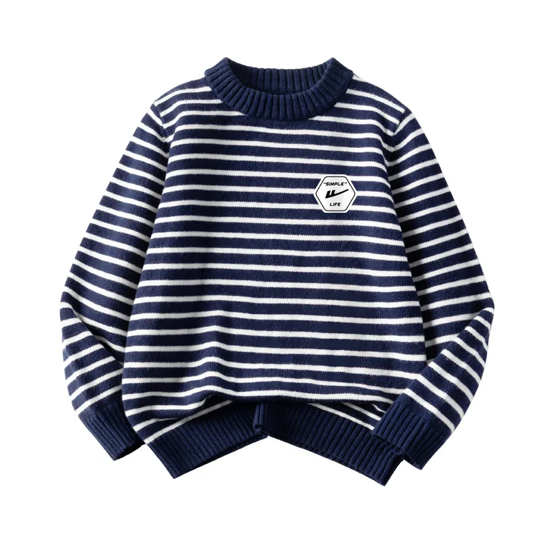 Детский свитер с круглым вырезом WARRIOR, Navy Blue/H Hexagon Black Text K