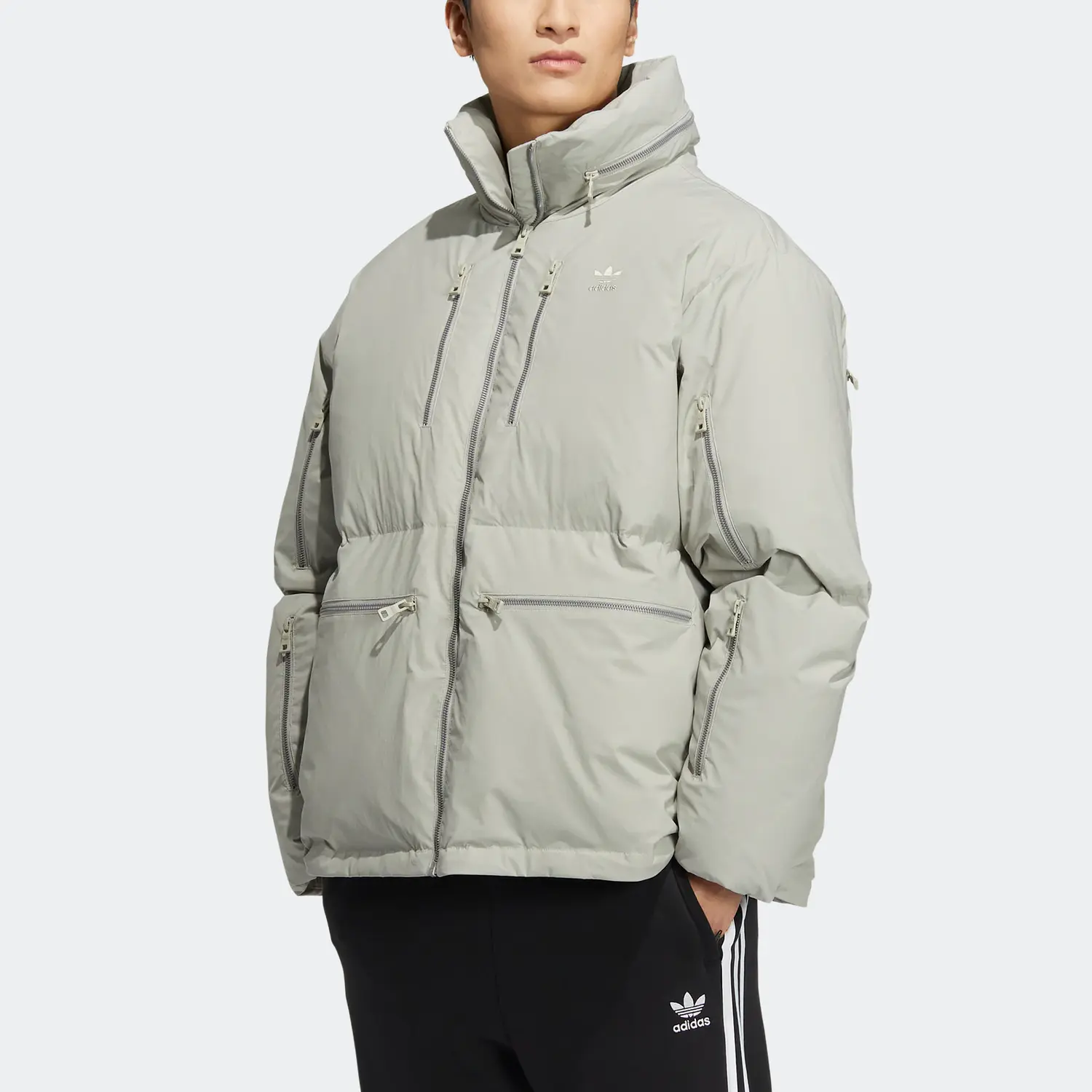 Пуховик мужской серый Adidas Originals, серый — фото 2