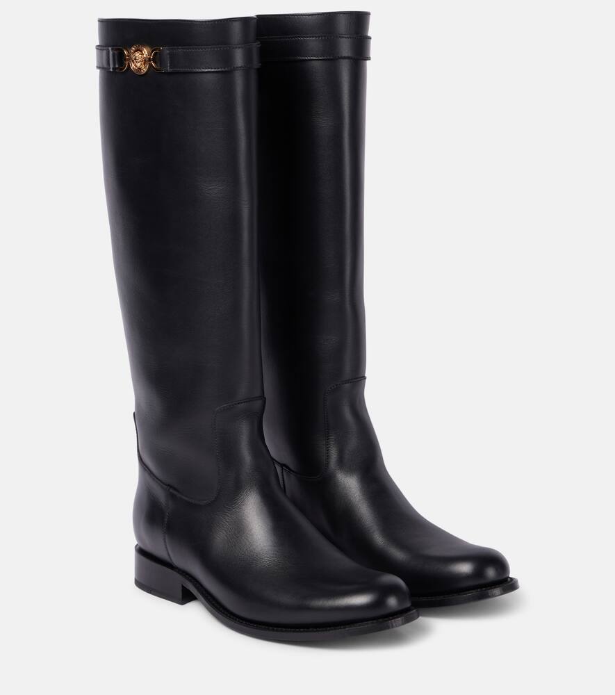 Кожаные сапоги до колена Medusa '95 Versace, Black-Versace Gold