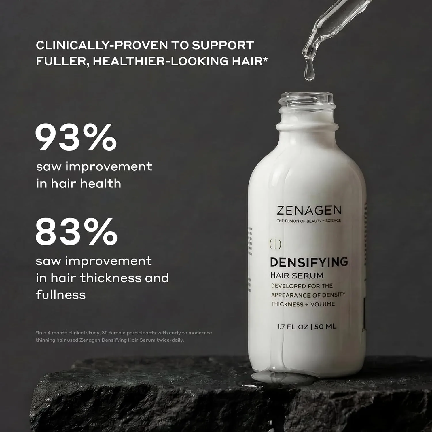 ZENAGEN Densifying Hair Serum для тонких и редеющих волос | Увеличивает густоту, укрепляет и питает волосяные фолликулы, нежирная водная формула, растительный состав, веганский, для всех типов волос 29,6 мл (1 шт.) — фото 4