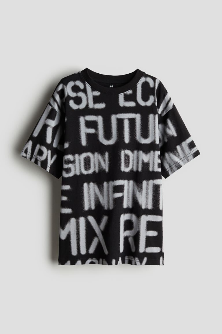

Футболка из хлопкового трикотажа H&M, черный