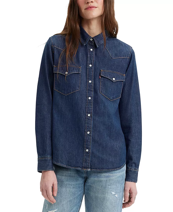 

Женская хлопковая джимовая рубашка The Ultimate Western Levi's, синий