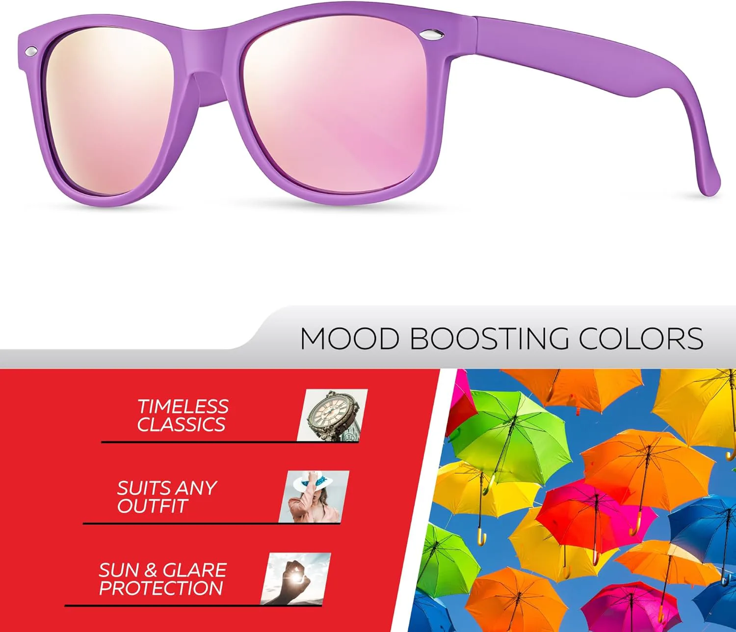 

Поляризованные солнцезащитные очки Retro Rewind для мужчин и женщин - классические солнцезащитные очки с защитой от УФ-излучения, Matte Purple | Revo Pink