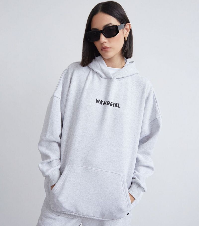 

WKNDGIRL Серый свободный худи с логотипом WKNDGIRL, серый