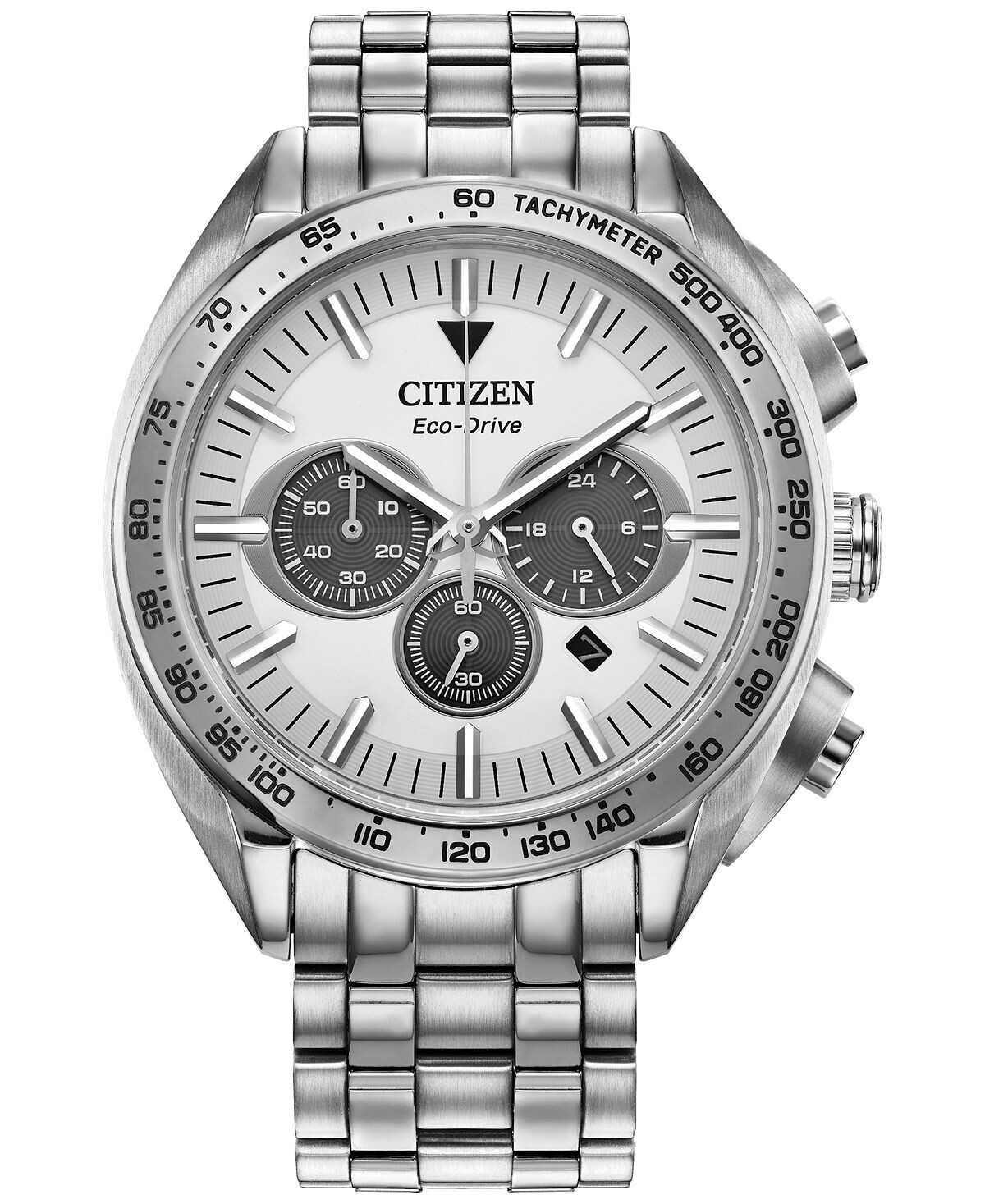 

Eco-Drive Мужские роскошные спортивные часы с хронографом и браслетом из нержавеющей стали, 43 мм Citizen