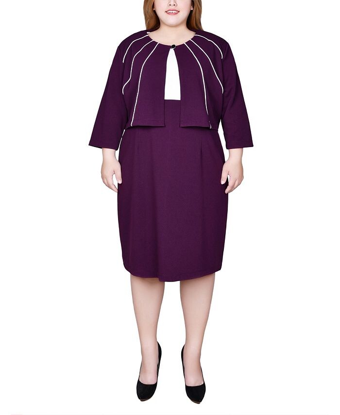 

Куртка и платье больших размеров, комплект из 2 предметов NY Collection, фиолетовый
