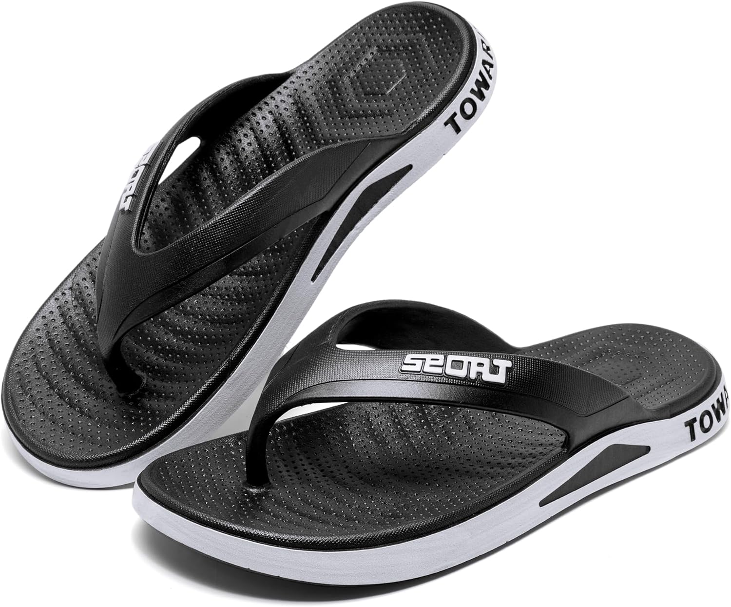 Мужские сандалии CYRUWOSH, пляжные шлепанцы с комфортной посадкой, легкие и очень мягкие, черный — фото 3