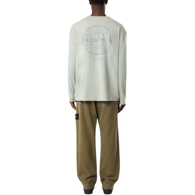 Футболка с круглым вырезом Stone Island шалфейно-зеленая — фото 4
