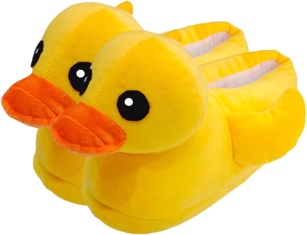 

YUNZLAN Забавные желтые уткообразные тапочки для женщин, девушек и мужчин, теплые пушистые нескользящие тапочки с толстой подошвой для дома